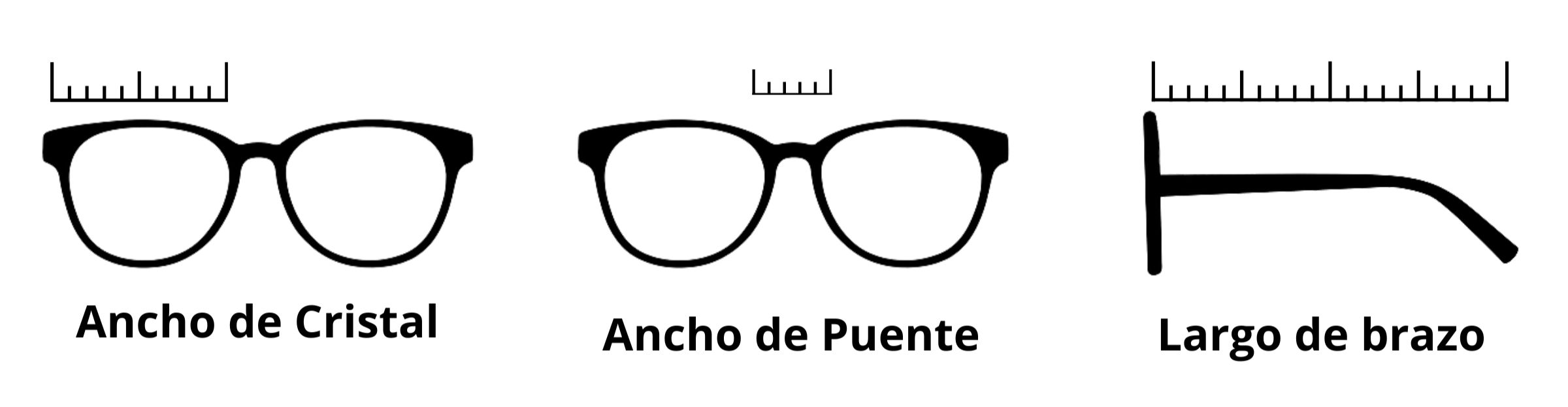 Diagrama de medidas de gafas